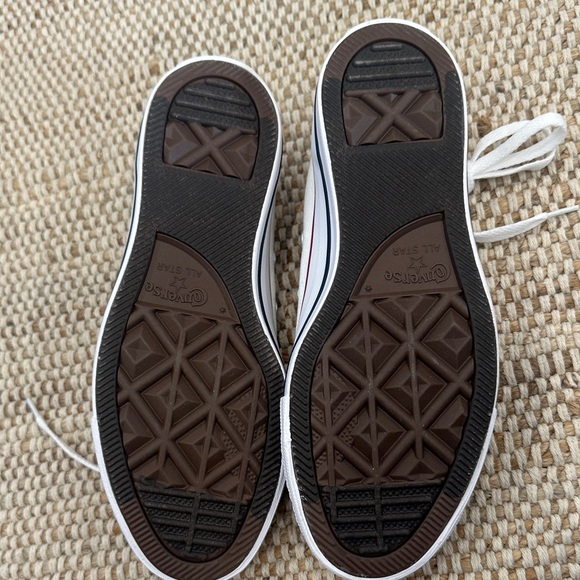 Converse Chuck Taylor White Canvas Sneakers with Red and Blue Accents - Picture 5 of 6